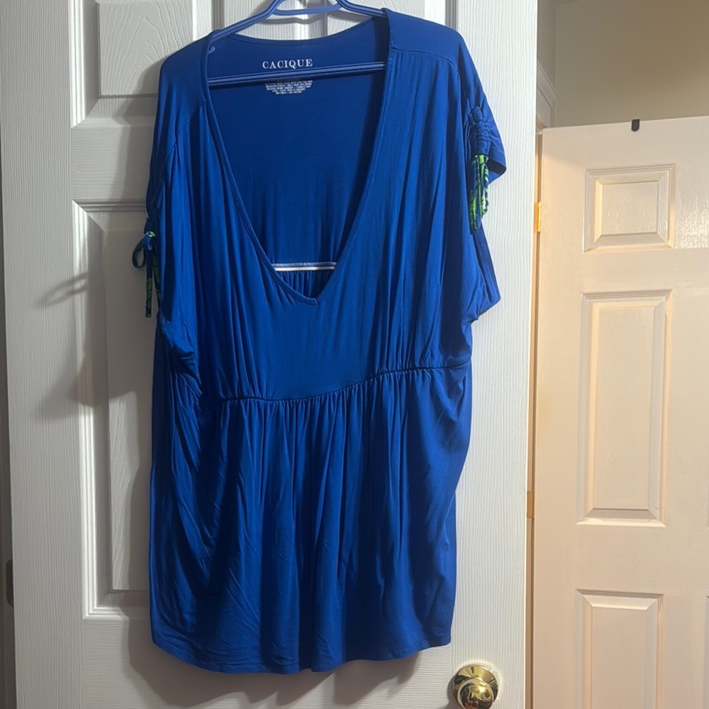Cacique Blue V-Neck Top